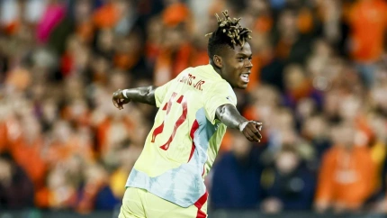 Nico Williams celebra el 0-1 de España contra Países Bajos