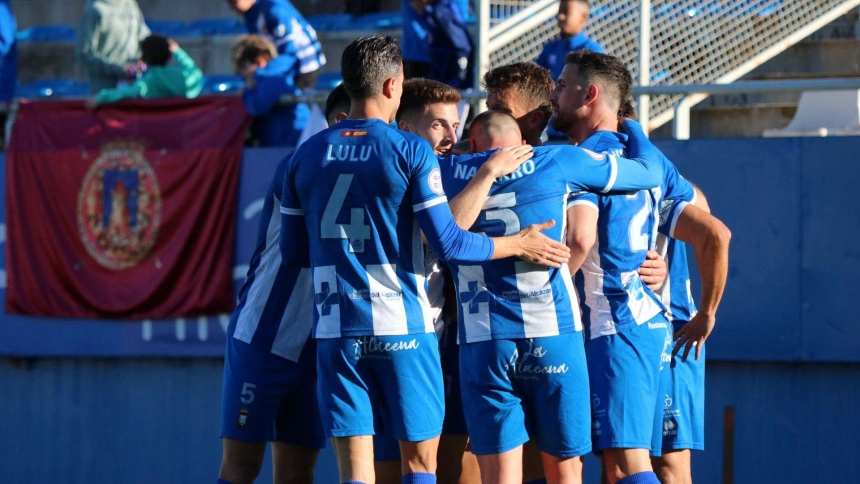 El CF Lorca Deportiva celebra un gol esta temporada