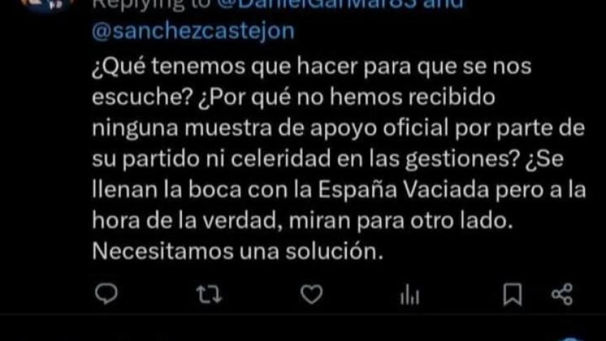Respuesta en X del alcalde de San Esteban al presidente del Gobierno