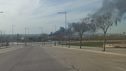 Vista del incendio de Regusa desde Aguas Vivas, en Guadalajara