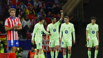 Ferran Torres celebra el 0-1 del Barcelona contra el Atlético