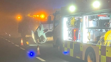 Lugar del accidente registrado en Lousame esta madrugada