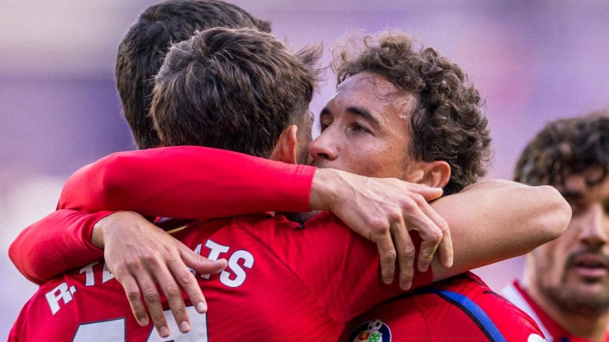 Terrats celebra el 0-2 del Getafe contra el Real Valladolid