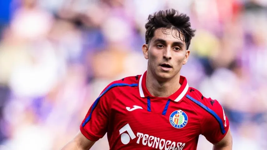 Terrats celebra el tercer gol del Getafe contra el Real Valladolid
