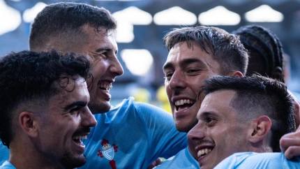 Los jugadores del Celta celebran uno de los goles en la victoria ante el Villarreal