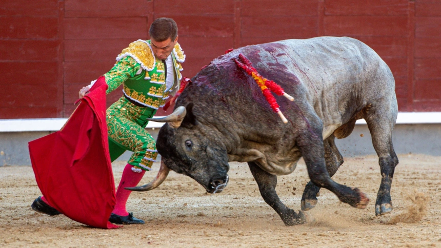 Luis Gerpe, durante su actuación este domingo en la plaza de toros de Las Ventas