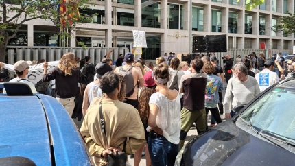 Imagen de la protesta del viernes ante el Consell de Ibiza