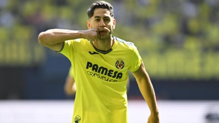 Ayoze Pérez celebra su gol, en el Villarreal - Osasuna