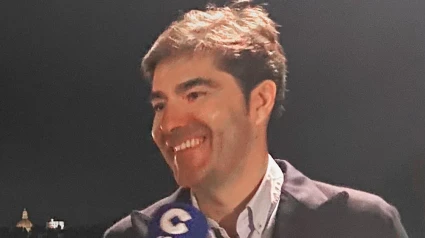 Ángel Haro, presidente del Betis, junto a José Manuel Oliva, para la Cadena COPE