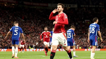 Mount celebra el gol del Manchester United al Athletic