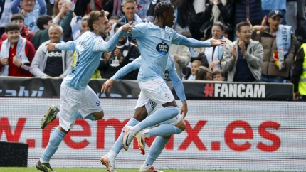 Illaix Moriba celebra su gol, en el Celta - Sevilla
