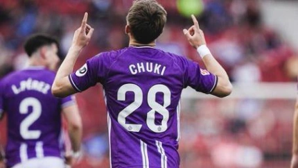 Chuki celebra el gol del Valladolid en Mallorca