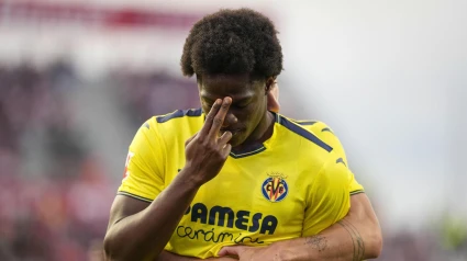 Etta Eyong celebra el gol de la victoria del Villarreal contra el Girona