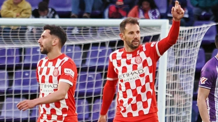 Stuani celebra su gol, en el Valladolid - Girona