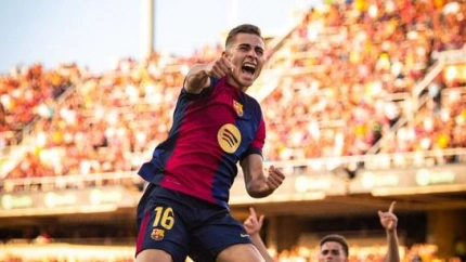 Fermín celebra su gol en el Barça-Villarreal