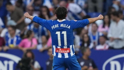 Pere Milla celebra el 2-0 del Espanyol contra Las Palmas