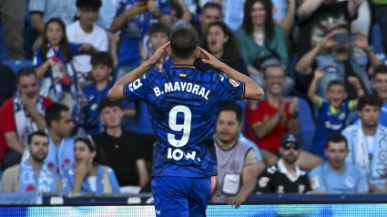 Borja Mayoral celebra el 1-0 del Getafe contra el Celta