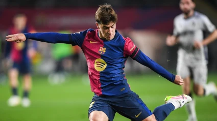 Pablo Torre, durante un partido del Barcelona esta temporada