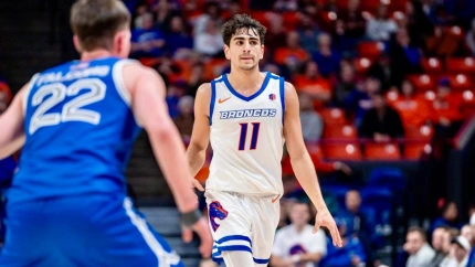 Álvaro Cárdenas, nuevo fichaje del Valencia Basket, durante un partido con la universidad de Boise State en la NCAA