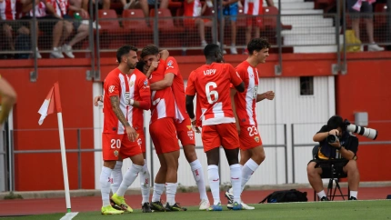 El Almería celebra un gol