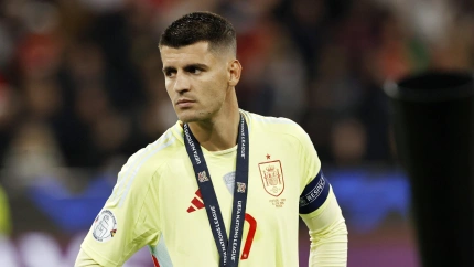 Álvaro Morata, triste tras perder la final de la Liga de Naciones