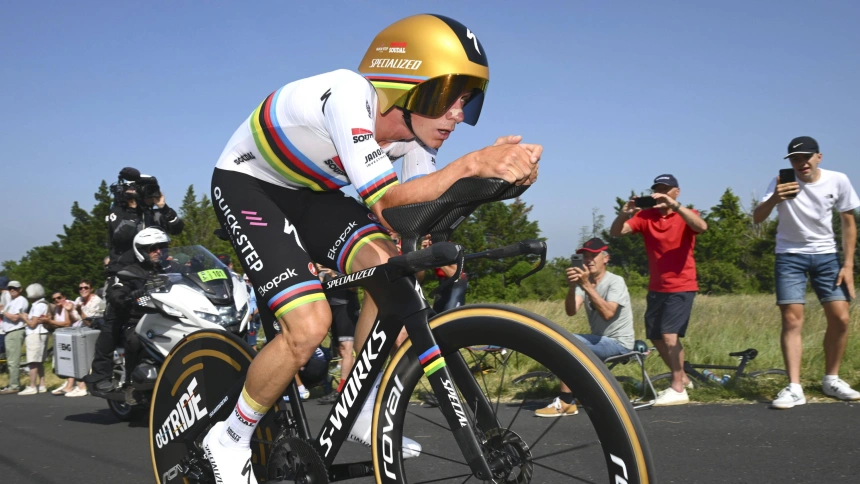 Remco Evenepoel, durante la contrarreloj del Dauphiné