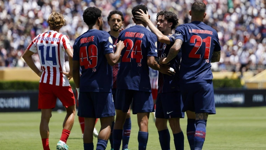 El PSG celebra uno de los goles al Atlético de Madrid