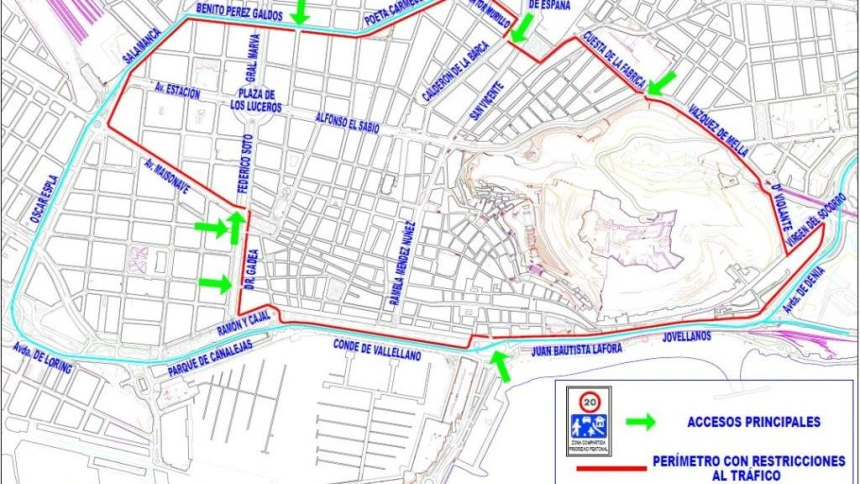 Este es el perímetro que quedará restringido al tráfico a partir del martes 17 de junio.