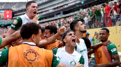 Los futbolistas del Palmeiras celebrando la victoria