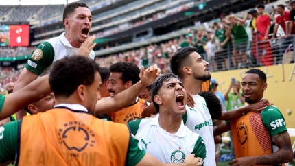 Los futbolistas del Palmeiras celebrando la victoria