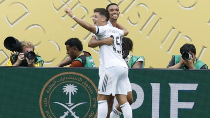 Güler celebra el gol del Real Madrid al Pachuca