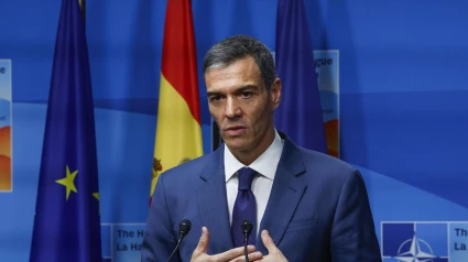 El presidente del Gobierno, Pedro Sánchez, ofrece una rueda de prensa en el marco de la cumbre de la OTAN en La Haya