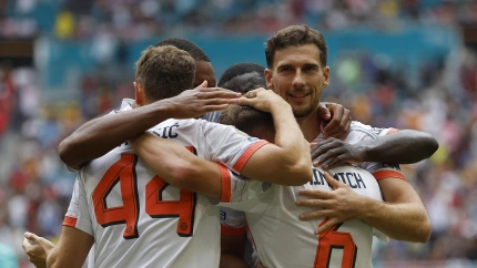 Los jugadores del Bayern celebran el primer gol ante Flamengo