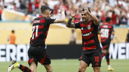 Jorginho celebra un gol del Flamengo contra el Bayern Munich