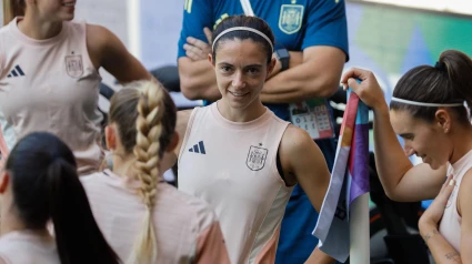 Aitana Bonmatí en el entrenamiento de esta tarde de la selección española
