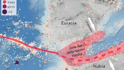 Mapa tectónico de la península Ibérica.