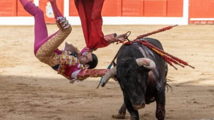 Momento del percance sufrido por Emilio de Justo la pasada semana en Santander