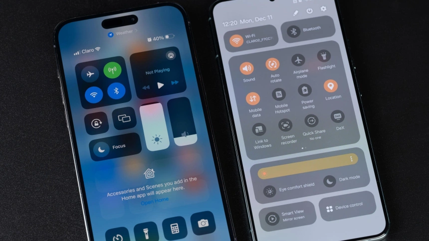 Ajustes de un móvil iPhone y Android