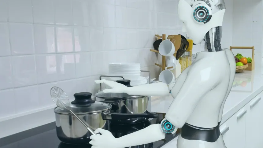 Un robot con inteligencia artificial cocinando