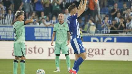 Toni Martínez celebra el gol anotado frente al Levante