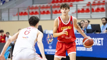 Roger Villarejo, jugador del Valencia Basket, en el Europeo sub16 que acabó el domingo