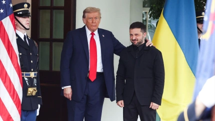 Trump y Zelenski momento antes de celebrar la reunión de este lunes18/8/2025 ONLY FOR USE IN SPAIN