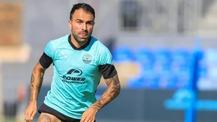 Javi Jiménez, en un entrenamiento con la UD Ibiza.