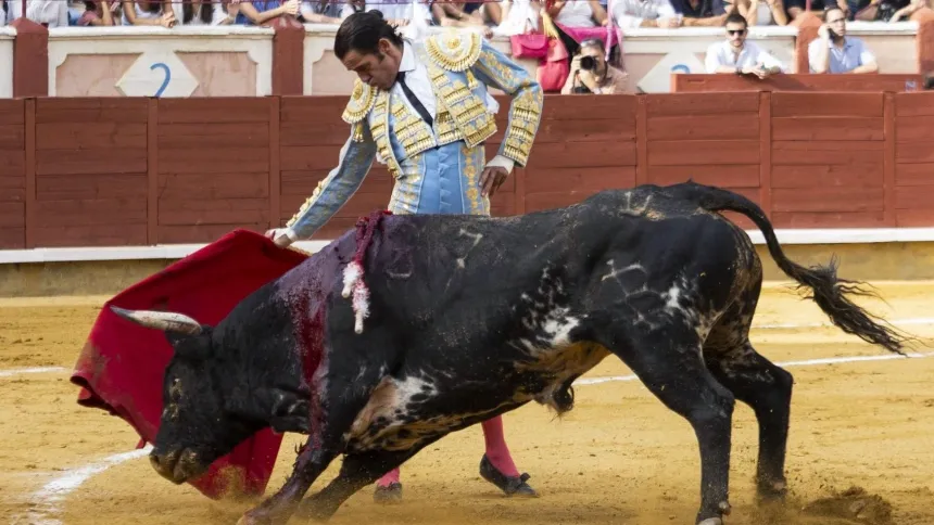 Derechazo de Uceda Leal durante el festejo de este lunes en Cuenca