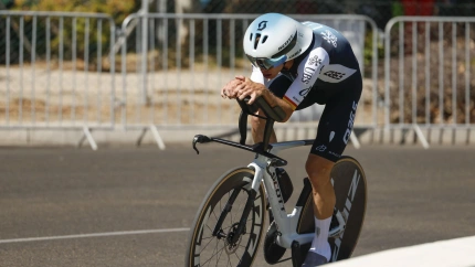 El ciclista español David de la Cruz, del Q36.5 Pro Cycling Team, durante la crono de Valladolid.