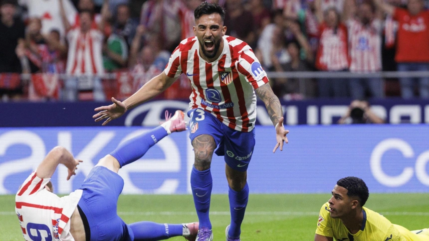 Nico González celebre el 2-0 del Atlético contra el Villarreal