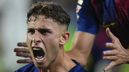 Fermín celebra su doblete ante el Valencia