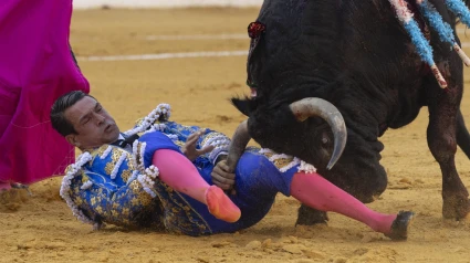 Momento del percance sufrido por José María Manzanares en Murcia