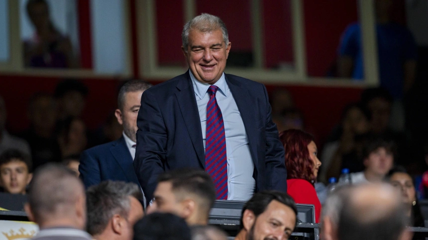 Joan Laporta, en el palco en un partido de esta temporada