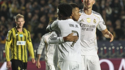 Mbappé celebra su gol en Champions, en el Kairat Almaty - Real Madrid